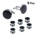 8-pack Cufflinks and Studs for Tuxedos, Shirts, Business, Weddings (Black)