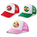 Pikkukuva 2 / 3: Super Mario Luigi Bros Hatut Anime Cosplay Puku Retro Peli Teema Verkkolippis Lapset Pojat Tytöt Luovat Lahjat Rose