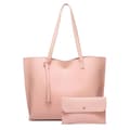 2 st PU-läderväskor Handväska Stor Kapacitet Messenger Bags Handväska för Kvinnor Rosa)