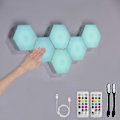 Miniatyrbillede 1 af 5: Hexagon Lys Med Fjernbetjening, Smart DIY Hexagon Væglamper, Dobbelt Kontrol Hexagonale LED Lys Vægpaneler Med USB-strøm