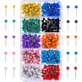500 Pieces Map Tacks with Round Plastic Head and Steel Points, 1/8 Inch, 10 Colors