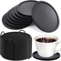 12-Pack Reversible Coasters, Silicone Coasters, Round, Stable and Non-Slip Design – With Metal Stand for Easy and Tidy Storage