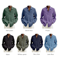 Miniatyrbillede 3 af 5: Herre Linned Langærmet Regular-Fit Skjorte Fiske T-shirts Linned Casual Ensfarvet Button-Down Strand Yoga Casual Sommerskjorter