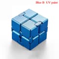 Decompression Toys Premium Metal Infinity Cube Portable Black Blue