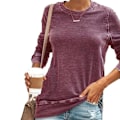 Miniatyrbillede 4 af 5: Dame Stykket Rund Hals T-shirt Pullover Casual Langærmet Løs T-shirt Top Gray XL