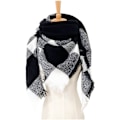 Miniatyrbilde 2 av 7: Mote-Vintervarm Stor Tartan Teppe Rutete Sjal SJ-31#large grid black and white 135x135x200cm