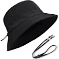 Miniatyrbilde 2 av 4: Solhatter for menn og kvinner, fiskehatter med hakestropper, vanntette bøttehatter, hurtigtørkende, fiskehatter med bred brem, sammenleggbare Khaki Children (50-54cm)