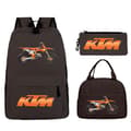 KTM Cross Student Backpack Set (3-piece set) with Creative Pattern Motorcycle Design, with a Casual Student Backpack and Pencil Case. brown