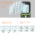Miniatyrbillede 3 af 4: Laser Afstandsmåler 330Ft/100M - Baggrundsbelyst LCD, Li-ion Batteri & Vinkelsensor Rangefinder