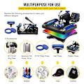 Pikkukuva 9 / 10: 5-in-1 Lämpöpainokone - Digitaalinen Näyttö, 360° Heilautettava Rakenne, Kaksoisputki Lämmitys 12x15in 5in1 Black