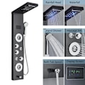 Miniatyrbillede 1 af 2: LED Brusepanel med 5 tilstande, Digital Temperaturvisning, Messingkrop,Sort 8006 Black 8006 Black 8006