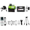 Miniatyrbillede 1 af 2: 3D5 Laser Niveau, 12 Linjer, Selvnivellerende med 360-graders Rotation,Grøn Laser Stativ Green Laser Tripod Green Laser Tripod