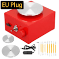 Miniatyrbild 2 av 2: Keramikskiva, Mini-storlek, Elektriskt Driven, Röd- EU-kontakt Red- EU PLUG Red- EU PLUG