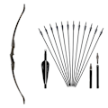 Pikkukuva 1 / 2: Jousi ja nuolipaketti, oikea- ja vasenkätisille, ammunta- ja metsästyspelit, 20 kilon jous 12 arrows 20lbs bow 12arrows 20lbs bow 12arrows