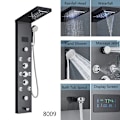 Miniatyrbillede 2 af 2: LED Brusepanel med 5 tilstande, Digital Temperaturvisning, Messingkrop,Sort 8009 black 8009 Black 8009