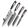 Pikkukuva 1 / 2: Keittiöveitsisarja, Laser Damaskus-kuviointi, Japanilainen Santoku-veitsi, 4 kpl arvopakkaus 03 4 PCS Value set 03 4 PCS Value set 03