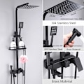 Miniatyrbillede 2 af 2: Sort Regnbruser Armatur, Justerbar Højde, Dobbelt Brusehoveder,Sort-F6026BB Black-F6026BB Black-F6026BB