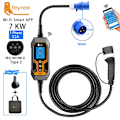 Miniatyrbillede 2 af 2: Bærbar EV Oplader 32A 7KW, Smart Wi-Fi App, Justerbar Strøm,7KW 5m Ingen Adapter, TYPE2 7KW 5m NO Adapter 7KW 5m NO Adapter