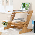 Miniatyrbillede 2 af 5: Justerbar Bambus Standing Desk Converter, 6-niveau Højdejustering, 26x18.1x18.9 tommer