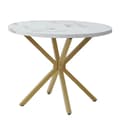 Matbord, Marmor Effekt Topp, Minimalistisk Modern Design, Vit och Guld