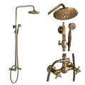 Miniatyrbillede 1 af 2: Antik Messing Brusesystem, Dobbelt Håndtag Design, 8 Tommer Regnbruserhoved, B ingen hylde