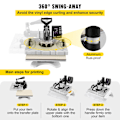 Miniatyrbild 6 av 6: 8/10 i 1 Värmepressmaskin - 30x38 cm, 360° Svängbart Design, LCD Digital Display & Tryckjusteringsknopp 10-in-1 Black