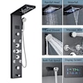 Miniatyrbillede 1 af 2: LED Brusepanel med 5 tilstande, Digital Temperaturvisning, Messingkrop,Sort 8009 black 8009 Black 8009