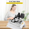 Miniatyrbillede 2 af 6: 8/10 i 1 Varmepresse Maskine - 30x38 cm, 360° Svingbart Design, LCD Digital Skærm & Justerbar Trykknap 10-in-1 Black