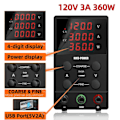 Miniatyrbillede 2 af 2: Laboratorie strømforsyning, justerbar spænding, stabiliseret output, 120V 3A 360W, 220V 120V 3A 360W 120V 3A 360W 220V