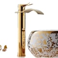 Miniatyrbillede 1 af 2: Badeværelsesarmatur, Guld Finish, Vandfaldsdesign B