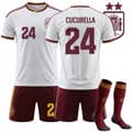26-27 Spanien Udebanetrøje 2-Stjernet Børnefodboldtøj NR.24 CUCURELLA Trøje Shorts Sæt Drengefodbolduniform Med Strømper 24 22