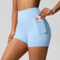 Høy midje nylon yogashorts med sidelomme sky blue L