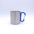 Miniatyrbillede 1 af 2: Kaffekrus i rustfrit stål med dobbeltvæg og lilla håndtag - Holdbart og blankt Navy Blue 400ml