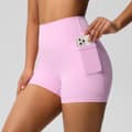 Høy midje nylon yogashorts med sidelomme pink S