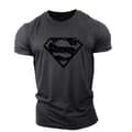 Mænd Bomuld Superman Mønster Trykt Gym Træningstop S-3XL deep grey S
