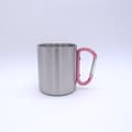 Miniatyrbillede 1 af 2: Kaffekrus i rustfrit stål med dobbeltvæg og lilla håndtag - Holdbart og blankt Pink 300ml
