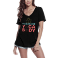 Miniatyrbild 1 av 2: T-shirt med v-ringad dam This Is My Yoga Body - Andlig Meditation – This Is My Yoga Body - Andlig Meditation – T-shirt djup svart XL