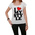 Miniatyrbild 1 av 4: T-shirt Dam - ULTRABASIC - Jag älskar min stil Paris Hilton - 100% Bomull - Kort ärm - Rund hals Vit M