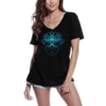 Miniatyrbild 1 av 2: V-ringad T-shirt dam Lotus Flower Bohemian Yoga - Andlig Meditation – Lotus Flower Bohemian Yoga - Andlig Meditation – djup svart jag