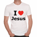 Miniatyrbild 1 av 3: T-shirt - ULTRABASISK - Jag älskar Jesus - 100% bomull - Kortärmad - Bekväm och modern Vit XXXL