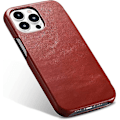 Miniatyrbillede 4 af 5: Læder Folio Etui Kompatibelt med iPhone 13 Pro - Vintage Stil Ægte Læder Flip Folio Design Cover - Indbygget Magnetisk Lukning - Rød
