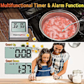 Miniatyrbillede 4 af 5: Tp16 Digitalt Madlavningstermometer med Stort LCD-Display til Røgeovn, Køkken, Godbidder, BBQ Grill Termometer med Timer og Rustfrit Stål Tempe