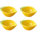 Miniatyrbillede 1 af 5: 4 stk. Keramiske Appetitvækkertallerkener Citronformede Sidetallerkener Krydderitallerkener