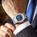 Miniatyrbillede 2 af 5: POEDAGAR Business Vandtæt Ur Lysende Dato Rustfrit Stål Firkantet Quartz Herreur Blue