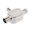 Miniatyrbilde 4 av 5: 2-veis T-splitter 1x hann til 2x hunn metall koaksial TV-antenneadapter