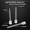 Miniatyrbilde 4 av 5: Ekstra Langt Sekskantbit-pipesett 7 Deler H3-H10 CR-V 3/8 Tommers Feste 110mm Lengde