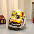 Miniatyrbillede 2 af 5: LED Lys Jule Sne Scene Tog Landsby Hus Lysende Resin Ornament Figur Dekoration Håndværk Jul Nytårsgave