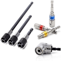 Miniatyrbillede 1 af 5: Forlængerstang Hex Skaft Top Adapter Bor, 3 stk. Slagtop Firkantmøtrik Driver Bit + 3 stk. 1/4 Hex Skaft Skruetrækker Bit Holder + 1 stk. 1/4 Hex