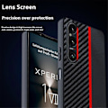 Miniatyrbild 2 av 5: För Sony Xperia 1 V Mobilskal Läder + PC Hårt Mobilskyddsfodral Kolfibertextur Red Xperia1-Ⅴ