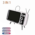 Miniatyrbild 4 av 5: Retro TV Bluetooth-högtalare mobiltelefonhållare lat stöd (vit orange)